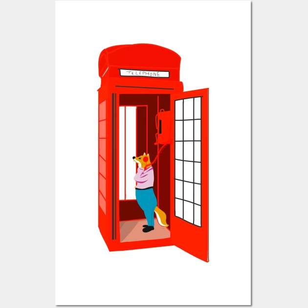 Fox in the telephone booth Wall Art by Asafee's store